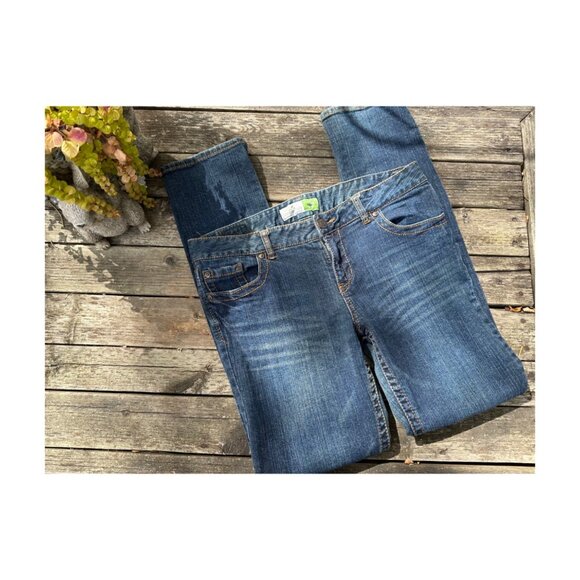 Aeropostale Bayla Skinny Jeans Mid Rise 2009 Stretch Blue Whiskered 5 Pocket - Picture 1 of 5